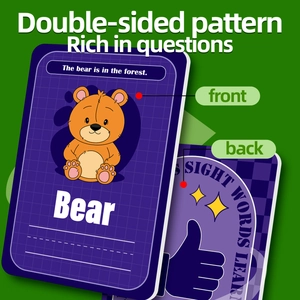 Carte didattiche a doppia faccia per bambini con illustrazioni di orsi e parole visive