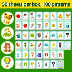 Educational cards for kids featuring 100 colorful illustrations and sentence building exercises