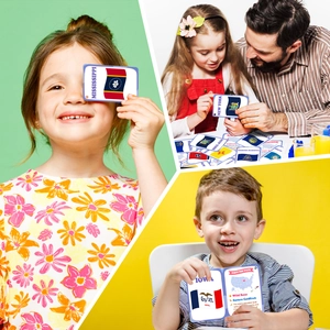 Educational US State flashcards featuring geography facts, state birds and flowers