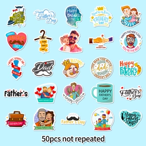 Set of 50 non-repeating Father's Day cartoon stickers for gift decoration and DIY crafts