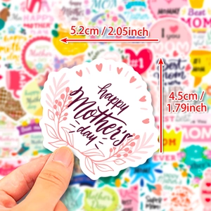 Main tenant un autocollant floral Fête des Mères, sticker décoratif de 5,2 cm x 4,5 cm