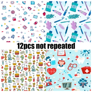 Pack de 12 papeles decorativos con motivos de enfermería y temas médicos diversos