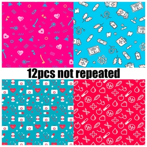 Set de 12 papeles de scrapbooking de enfermería con motivos médicos sin repeticiones