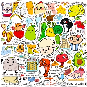 Cartoon Animal Pun Stickers Waterproof PVC Decals For Kids DIY Laptop Water Bottle Scrapbook Stationery Decoration