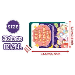 Set di 50 carte per l'apprendimento dell'inglese per bambini, misura 14,5x9,7 cm