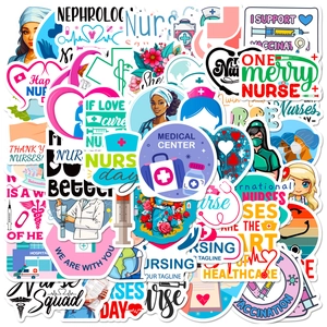 Nurse Day Stickers Medical Staff Stickers For Laptop Water Bottle Luggage Scrapbooking Waterproof PVC Cartoon Nurse Decals Decorative Gift