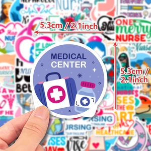 50pcs Medical Nurses Day stickers with first aid kit designs for laptops and luggage