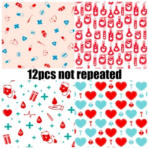 Lot de 12 papiers décoratifs pour scrapbooking sur le thème médical et infirmier