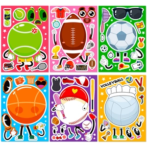 Lot de 6 autocollants DIY sport pour enfants avec thèmes basket, football et tennis
