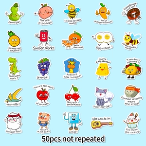 50pcs cute cartoon animal pun stickers for laptops and water bottles decoration