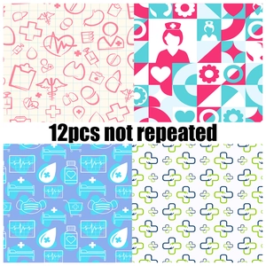 Lot de 12 feuilles de papier de scrapbooking sur le thème médical et infirmier