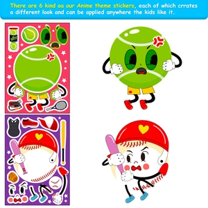 Autocollants de sport DIY pour enfants avec personnages de tennis et de baseball à créer