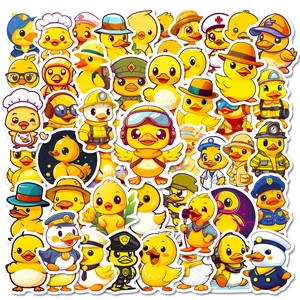 Cute Cartoon Little Yellow Duck Waterproof PVC Stickers For Laptop Luggage Skateboard Water Bottle Non Repeating Decorative Decals
