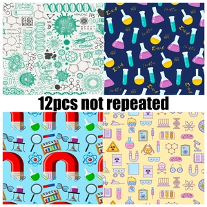 12-piece pack of minimalist science experiment background paper with diverse patterns