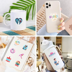 Nurse appreciation stickers used on water bottles, laptops, and coffee mugs