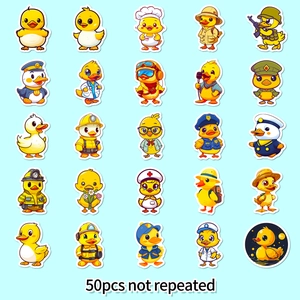 50pcs waterproof yellow duck stickers in various cartoon characters for luggage and laptops