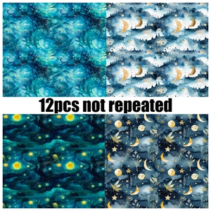 24 sheets of starry night scrapbook paper with 12 unique galaxy and sky patterns