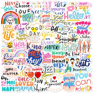 50Pcs Inspirational English Slogan Stickers Set Waterproof PVC Motivational Quotes For Water Bottle Laptop Phone Skateboard Decoration