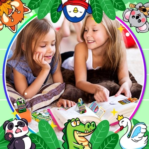 Lernaufkleber mit Tiermotiven und wissenschaftlichen Fakten für Kinder und kreatives Lernen