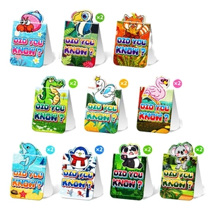 Set mit 10 gefalteten Cartoon-Tier-Lesezeichen mit bunten Lernmotiven für Kinder