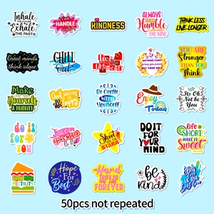 50pcs waterproof inspirational English graffiti stickers for luggage and laptops