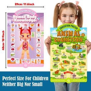 Educational wall posters for kids featuring human anatomy and zoo animals, 29x48cm posters