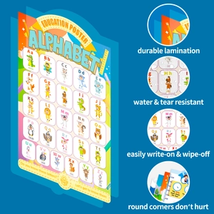 Set of 4 kids educational posters with animal alphabet, waterproof and tear-resistant