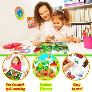 Educational insect sticker book set for toddlers featuring reusable waterproof stickers