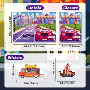 Set de pegatinas de vehículos reutilizables para niños con libro de actividades