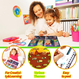 Libro de pegatinas de vehículos reutilizables para niños con escenas de juego educativo