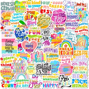 Citations Inspirantes en Anglais Autocollants Imperméables en Vinyle pour Gourde Ordinateur Scrapbooking Journal Décor pour Étudiants Adultes