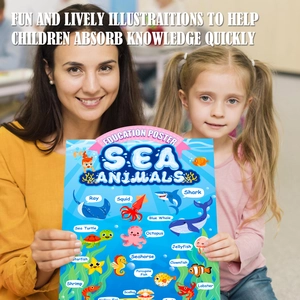 Educational sea animals poster for kids featuring colorful illustrations and names