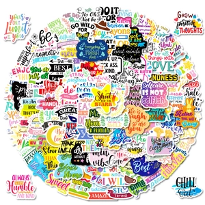 Inspirational English Phrase Waterproof Vinyl Stickers Motivational Positive Quotes Decals For Laptop Water Bottle Suitcase Skateboard Scrapbooking DIY Decoration