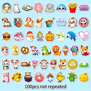 100pcs assorted cute waterproof cartoon stickers for scrapbooks and journals decoration
