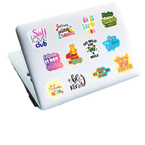 50 waterproof motivational stickers for laptop with positive quotes and self-love designs