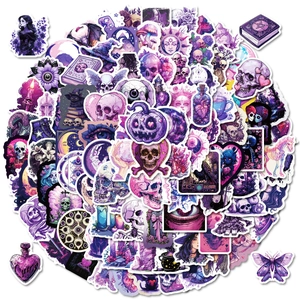 Gothic Purple Aesthetic Stickers Waterproof Vinyl Decal For Laptop Water Bottle Guitar Luggage Scrapbook Journal Dark Fantasy Decor