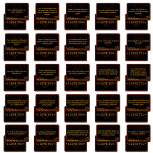 Juego de 25 tarjetas románticas con ideas para citas con elegante impresión dorada