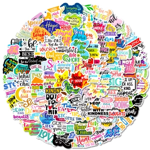 Set of 100 colorful waterproof inspirational English phrase stickers for laptops and luggage