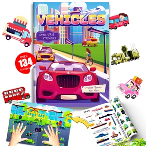 Libro de Pegatinas de Vehículos de Dibujos Animados Para Niños Pegatinas Reutilizables Juguete Educativo Escenas de Tráfico Libro de Actividades