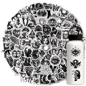 Gothic black and white punk graffiti stickers for laptop and bottle decoration