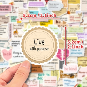 Autocollants rétro 'Live with purpose', 5,2 cm de diamètre, bords ondulés pour scrapbooking
