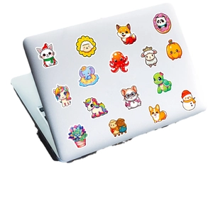 100pcs cute animal graffiti stickers 4cm size applied on a silver laptop back cover