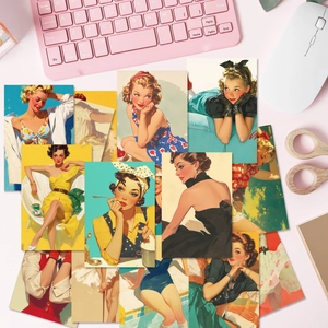 Cartes Postales Américaines Vintage Pin-Up Girl Affiches Rétro Art Décoration de Chambre Esthétique Kit de Collage Mural