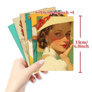 Lot de 50 cartes postales vintage peinture à l'huile pour décoration murale rétro chic