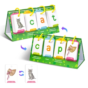 Educational flip chart for kids phonics learning with colorful word building cards