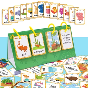 Educational English alphabet flashcards set with foldable stand and colorful illustrations