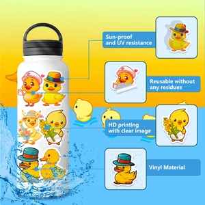 Detail von wasserdichten Vinyl-Entenaufklebern mit HD-Druck und UV-beständigem Material