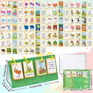 Educational flip chart with 104 English alphabet cards and phrases for toddler learning