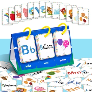 Educational 78-piece ABC alphabet flashcards set with blue stand for kids learning
