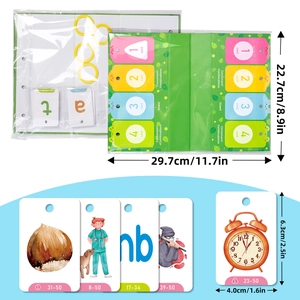 Educational phonics flashcards set with green folding stand and dimension details